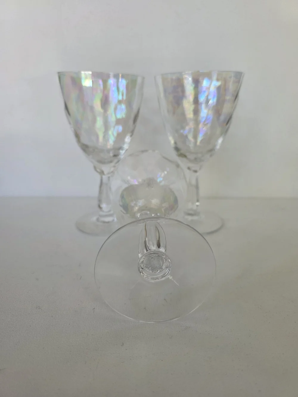 Fostoria Iridescent Wine Glasses - Set of 3 (Holographic Finish)